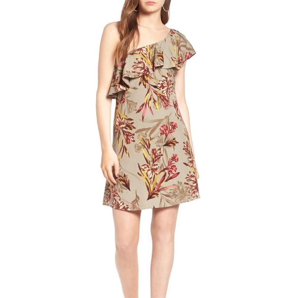 Astr The Label One Shoulder Mini Dress Multi Island Floral size L